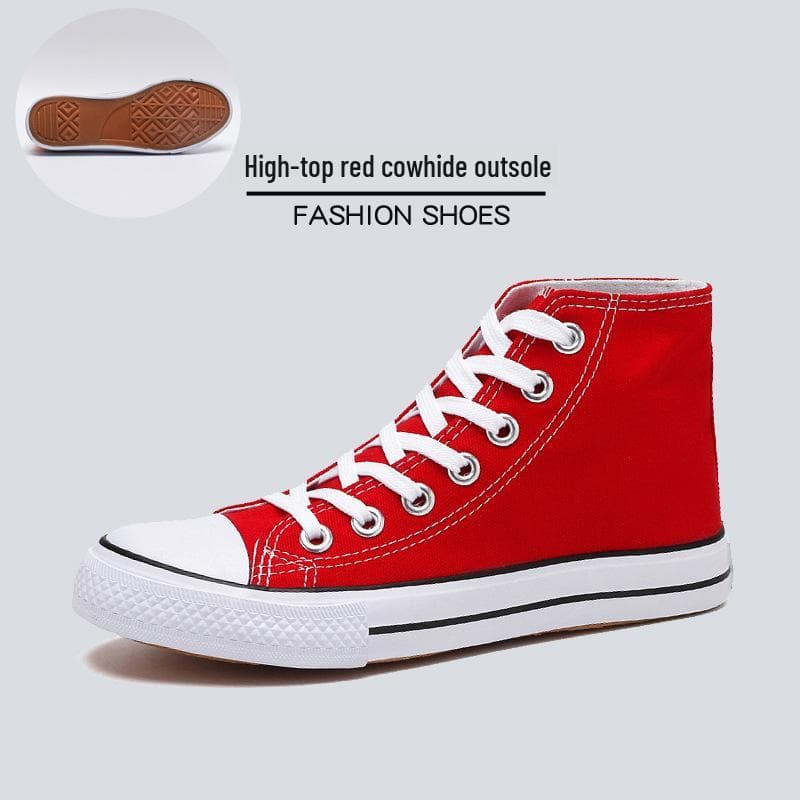 Men's 2023 High-Top Canvas Sneakers: Trendy Korean Style Couple's Casual Shoes 43 (Men)