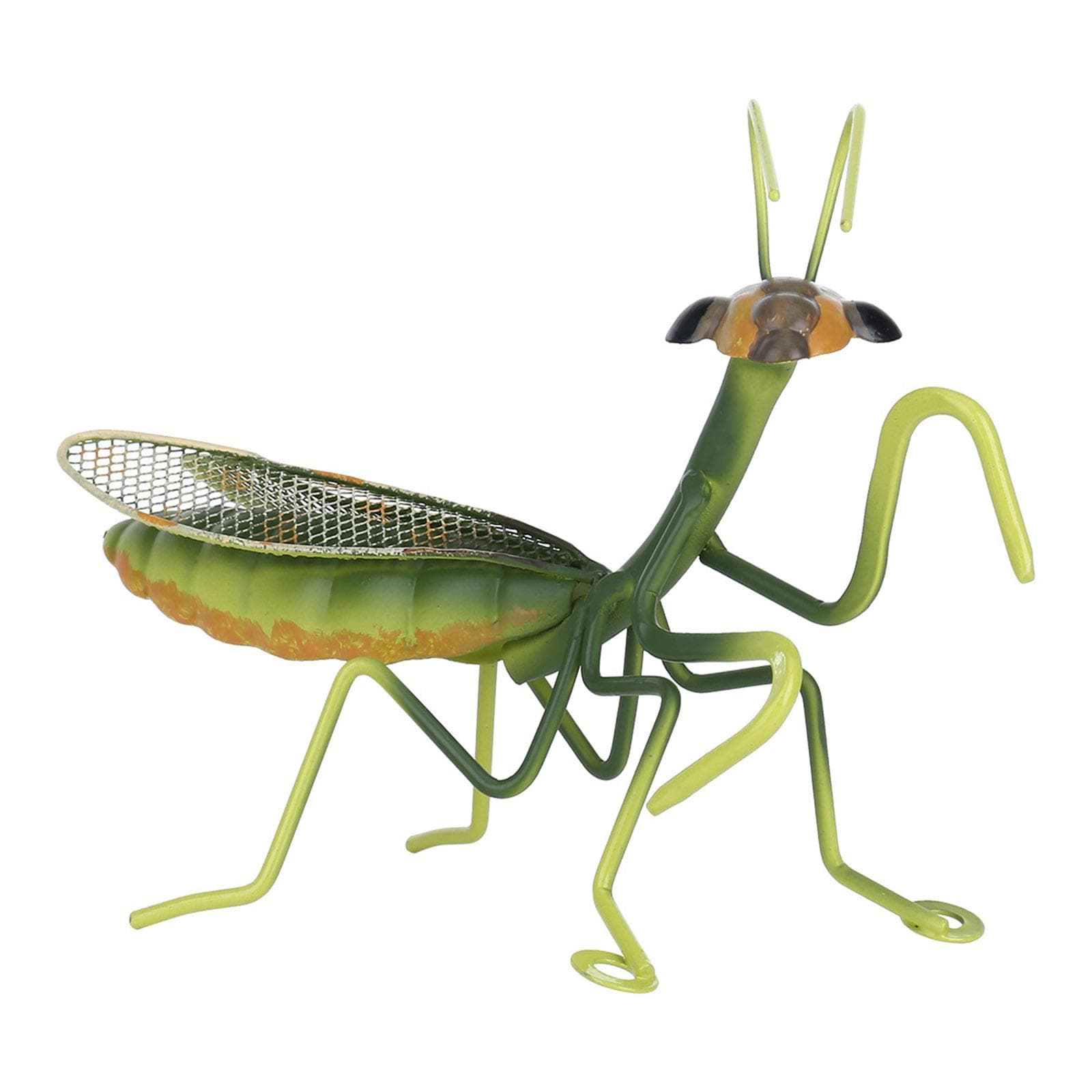 Tooarts Praying Mantis Wall Ornaments Iron Insects Mini Animal Craft Garden Micro Landscape Photography Props S green