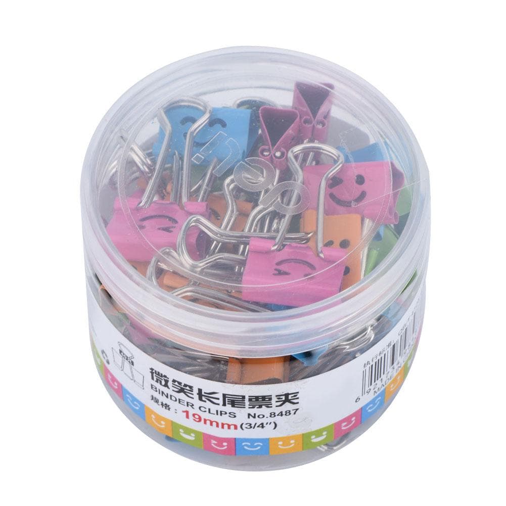 40 PCSBox Cute Creativity Color Smiling Face Metal Paper Binder Clip for Office School