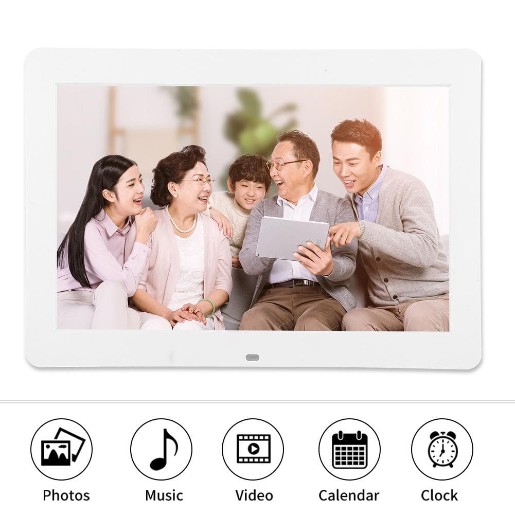 14 Inch HD 1080P Digital Photo Frame LED Electronic Album with Remote Controller (black ) UK Plug white