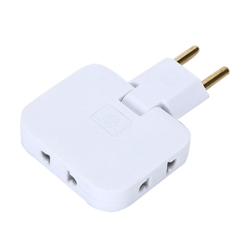 Eu Plug 1 3 Extension Electrical Socket 180° Rotating Ac Adapter Socket white