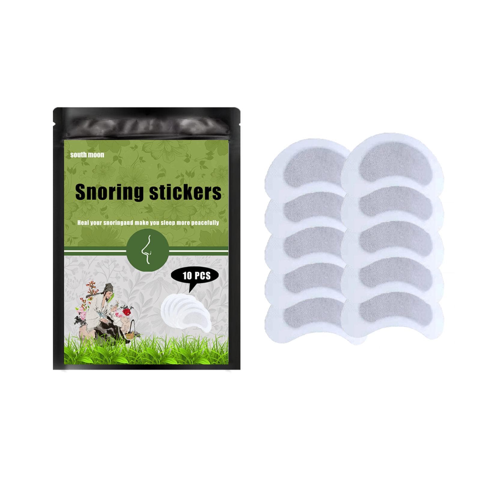South Moon 10Pcs Snoring Stickers Herbal Formual Safe Non-irritating Heal Snoring Peaceful Sleep 10Pcs