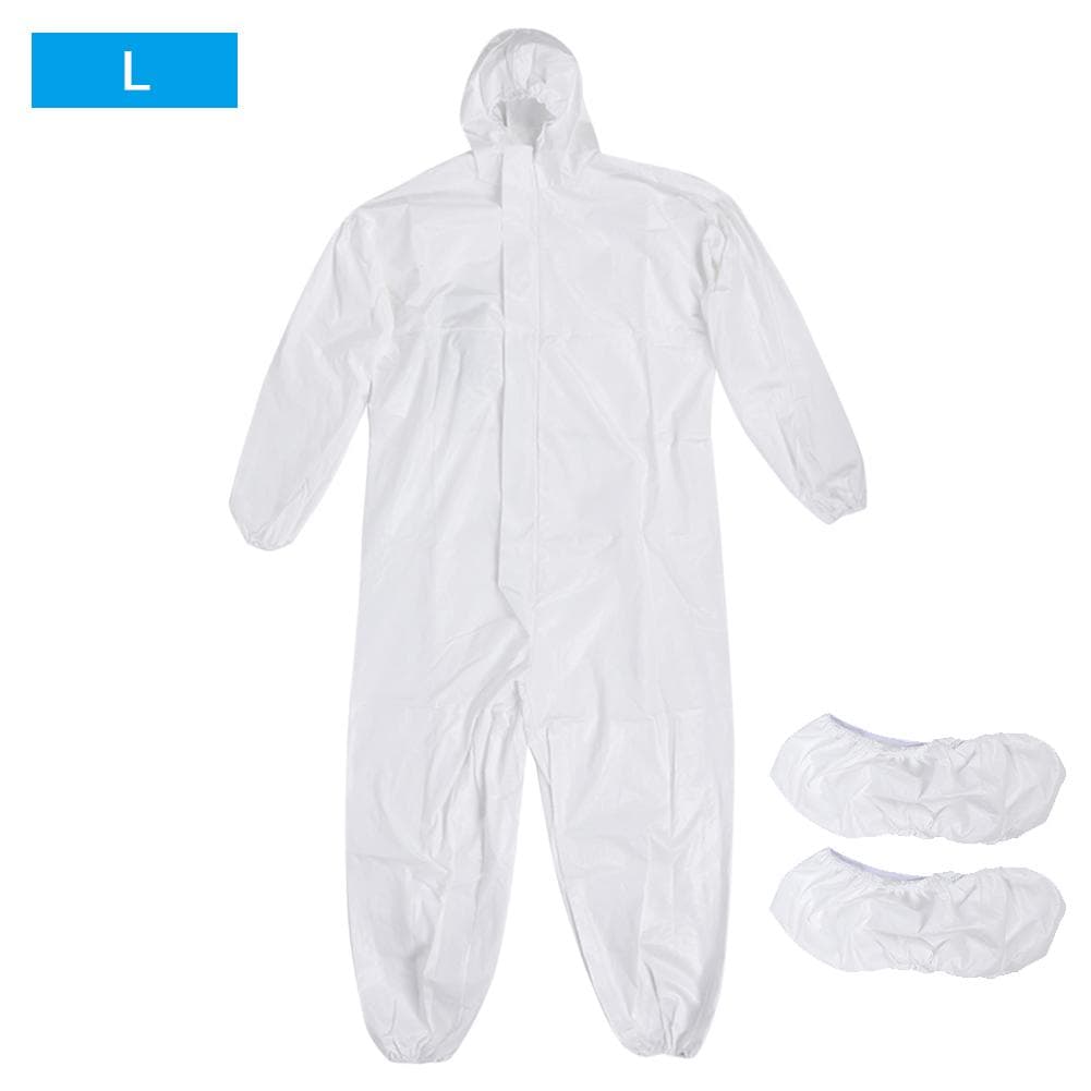 Protection Suit Hooded Coverall with Shoe Covers Reusable Safety Clothing Men Women UnisexL L