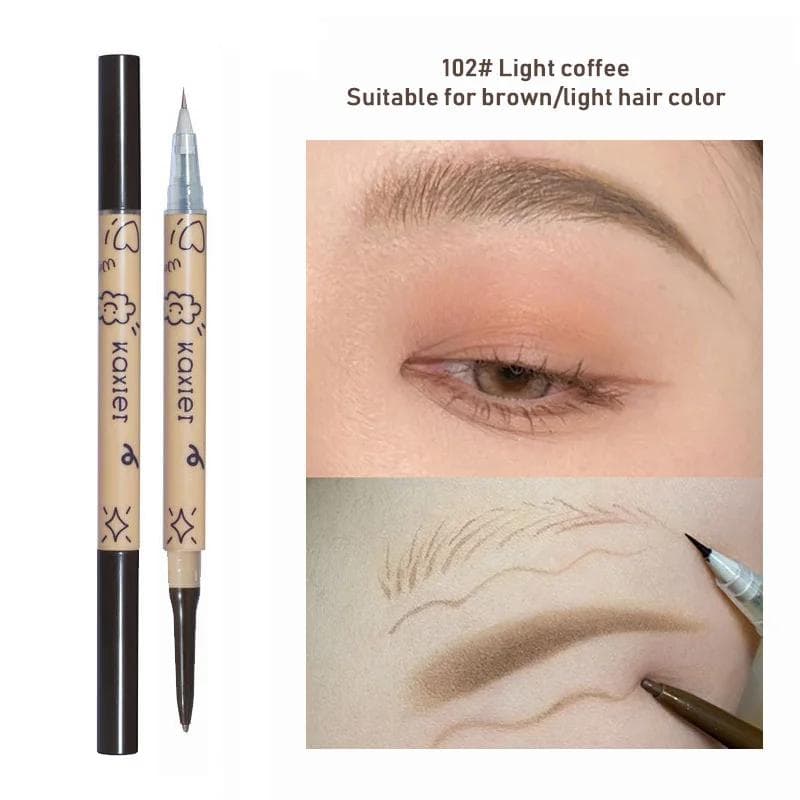 2 In1 Liquid Eyebrow Tattoo Pen Ultra Thin Double Head Sweat-proof Easy To Color Water Brow Pen Eyes Cosmetic Makeup light coffee