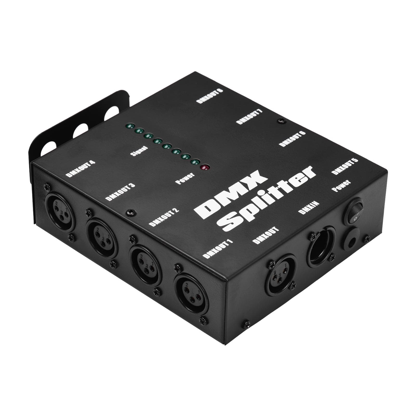 DMX512 Optical Signal Amplifier Spliter Distributor 1 Direct Input & Output 8 Independent Outputs UK Plug black