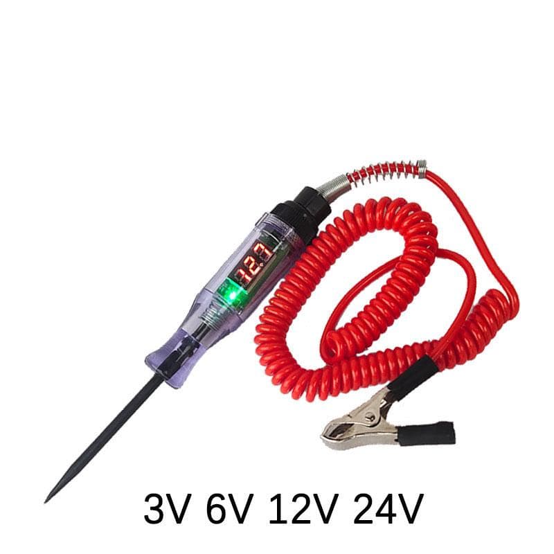 Automotive Digital Display Electric Pen Circuit Detection 6V/12V/24V Electrical Circuit Multifunctional Induction Test Electric Pen for Vehicles red