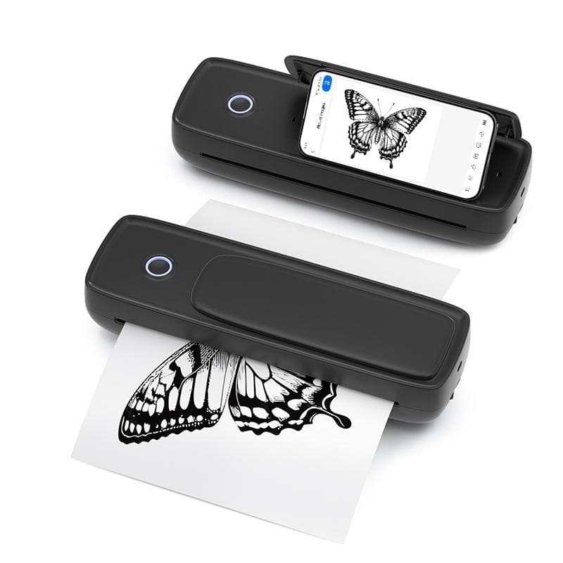 BISOFICE A4 Portable Paper Printer Thermal Printing Wireless BT Connect Compatible with iOS and black