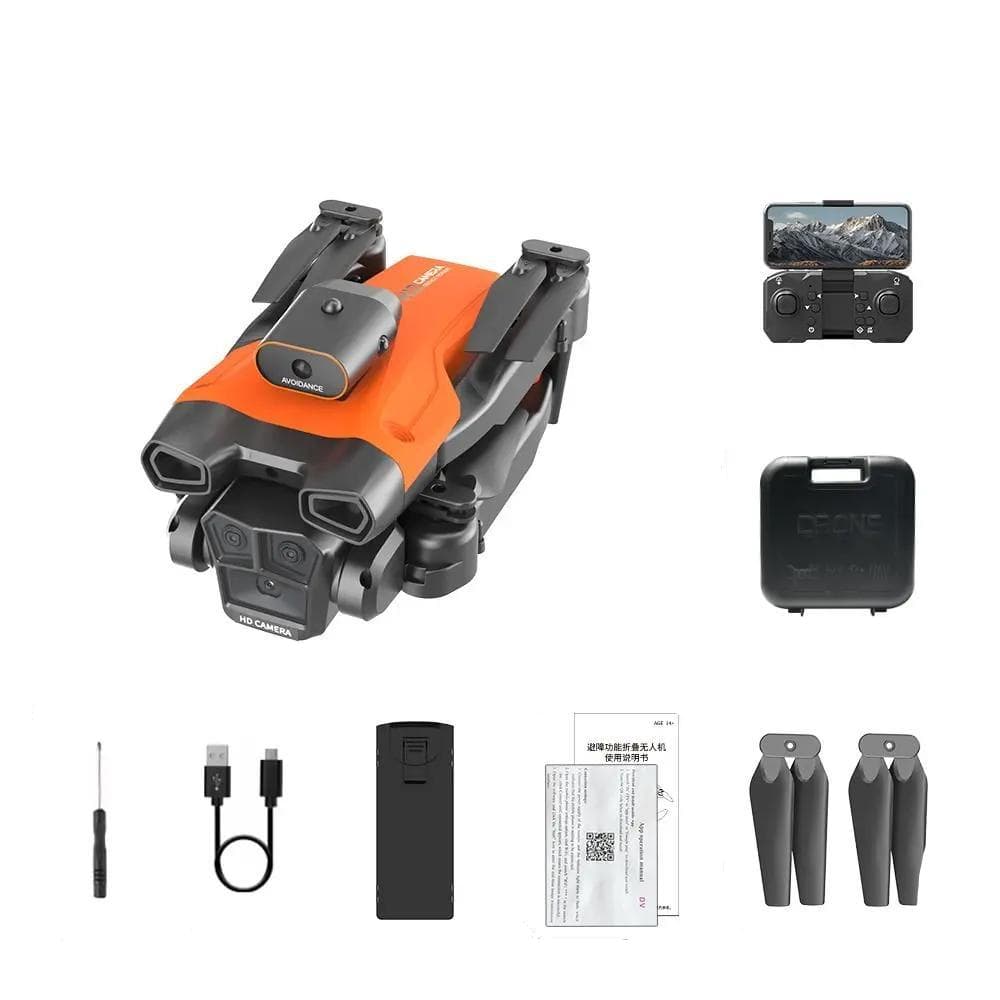 LYZRC H12 Mini Drone Three-camera Wide-angle Optical Flow Positioning Four-way Obstacle Avoidance Remote Control Quadcopter Toy Gift Children 1 battery orange