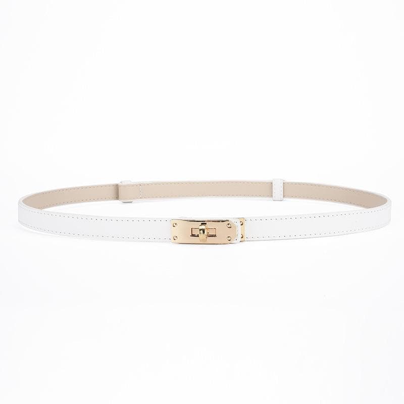 Imitation Leather Thin Belt Women'S Casual Accessories Adjustable white