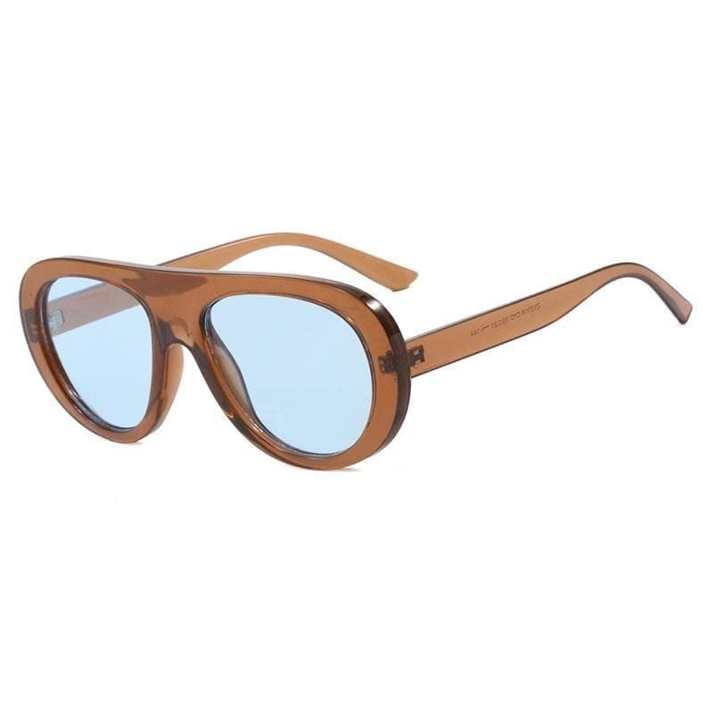 Retro Round Sunglasses for Women Men Vintage Oversized Pilot Frame Tea Color Lens UV400 Luxury Brand Trend Unisex Shades only 1pcs sunglasses