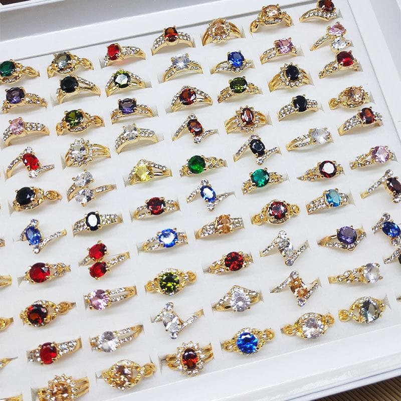 10Pcs women's zircon ring Ring jewelry crystal alloy ring