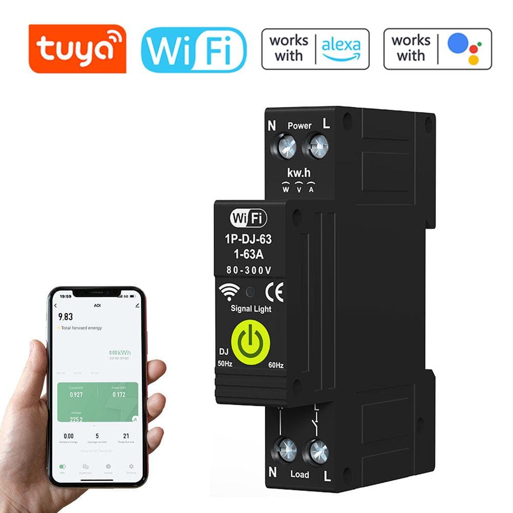 Tuya WiFi Intelligent Circuit Breaker ON OFF Timing Photovoltaic Bidirectional Metering Energy multicolour