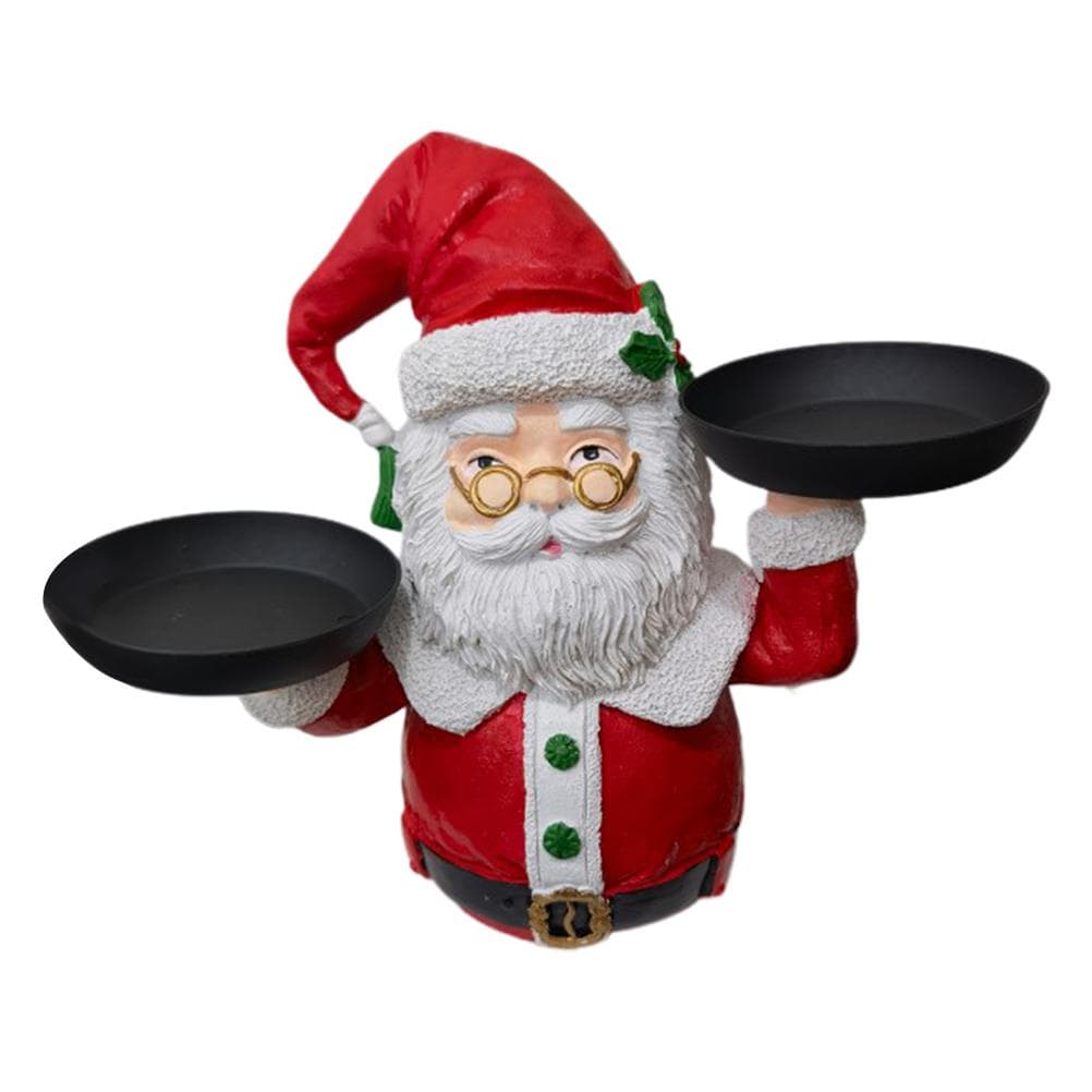 Christmas Santa Snowman Plate Resin Snack Tray Christmas Figurine Snacks Holder for Christmas