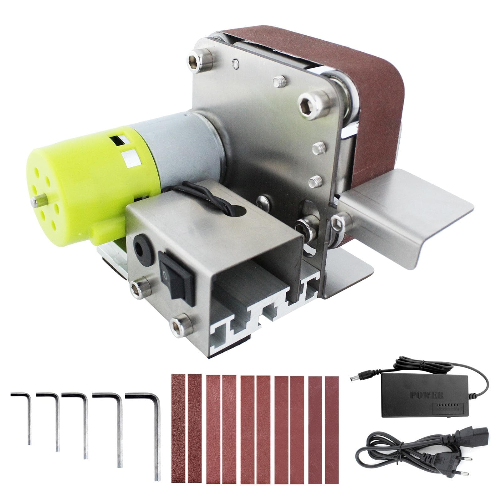 Geevorks  Mini Belt Sander Electric Sanding Polishing Grinding Machine 7 Variable Speed with 10