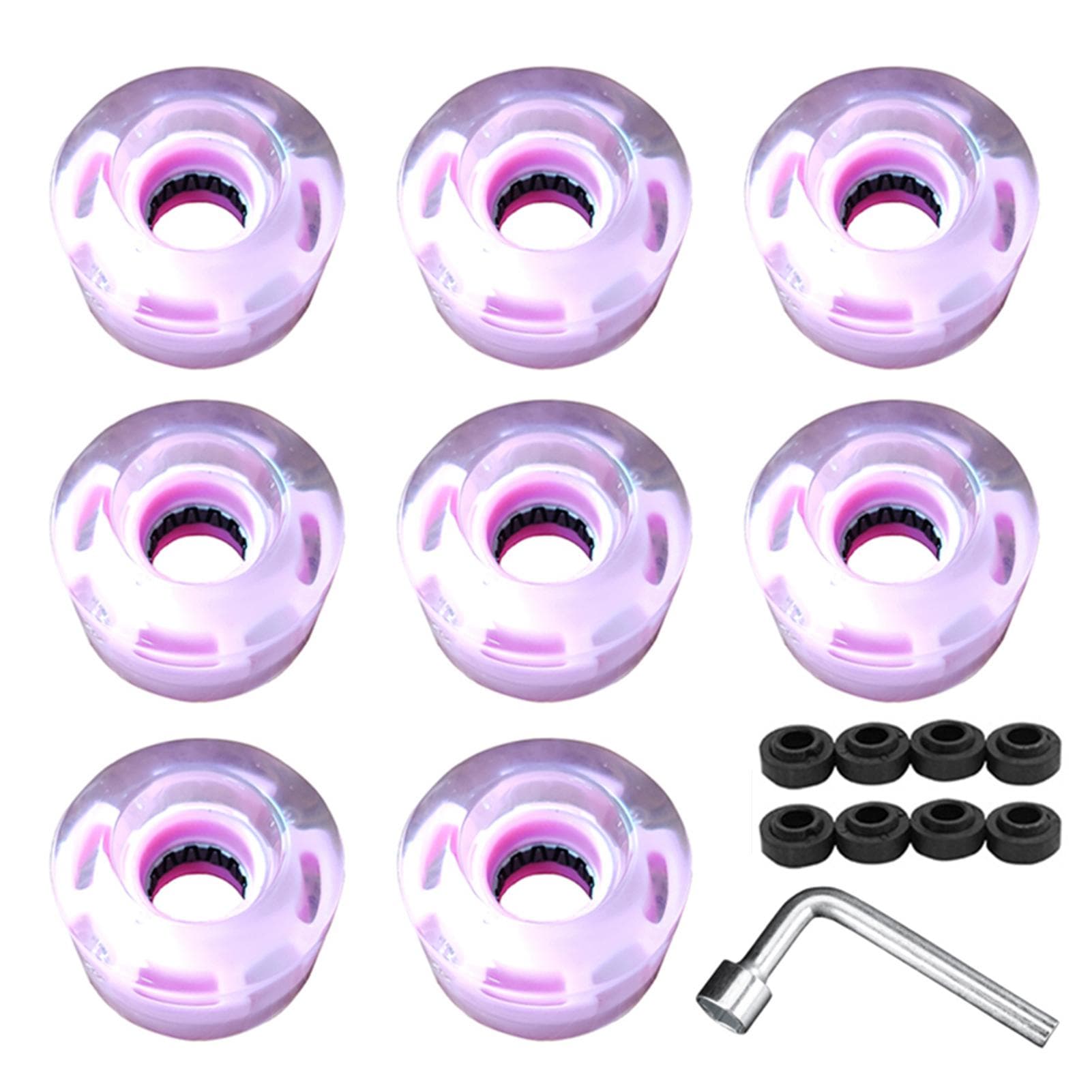 8pcs Skateboard Wheels LED Light Up Replacement Wheels Longboard Wheel Set 78A PU Cushion Wheel for pink