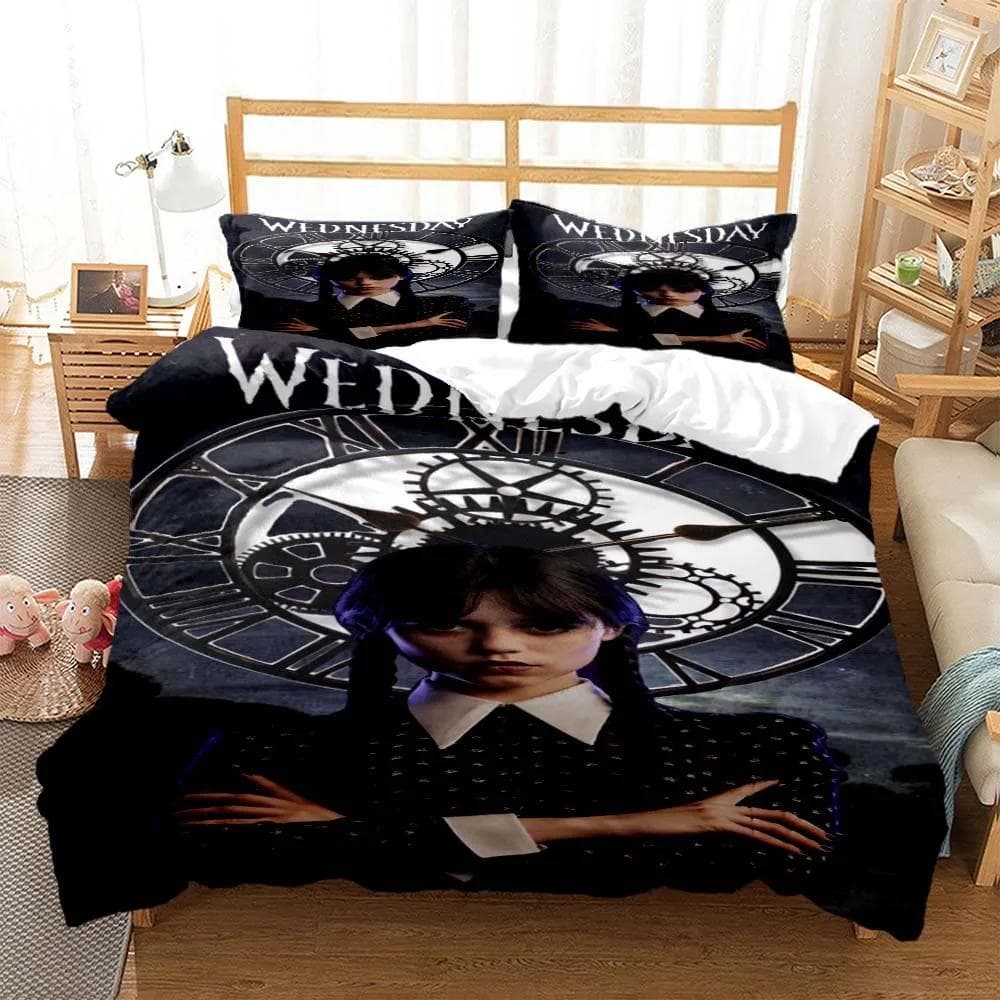 Wednes day Addams American Dramas 3D printed bedding Queen bedding set Soft and comfortable customized King size bedding set AU Double(180x210cm)