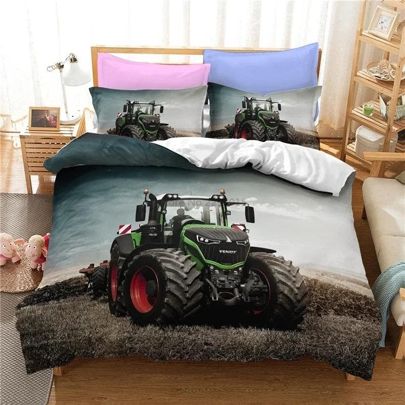 Farm Tractor 3d Bedding Set Duvet Cover Set with Pillowcase Home Textile Twin Full Queen King Bedclothes for Family Home Decor EU King 240x220cm