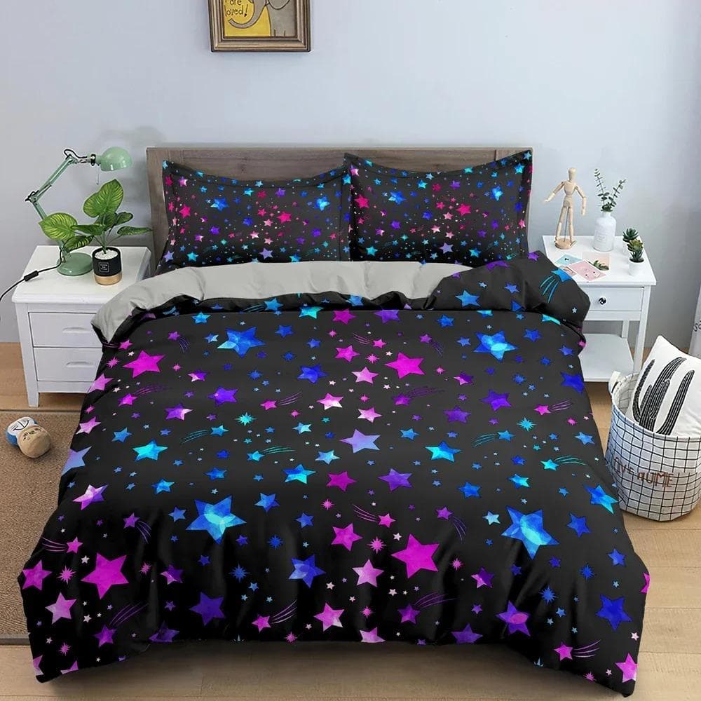 Star Pattern Duvet Cover Colorful Stars Print Quilt Covers For Bedroom Single Twin Queen King Bedding Set Home Decor AU Double 180x210cm