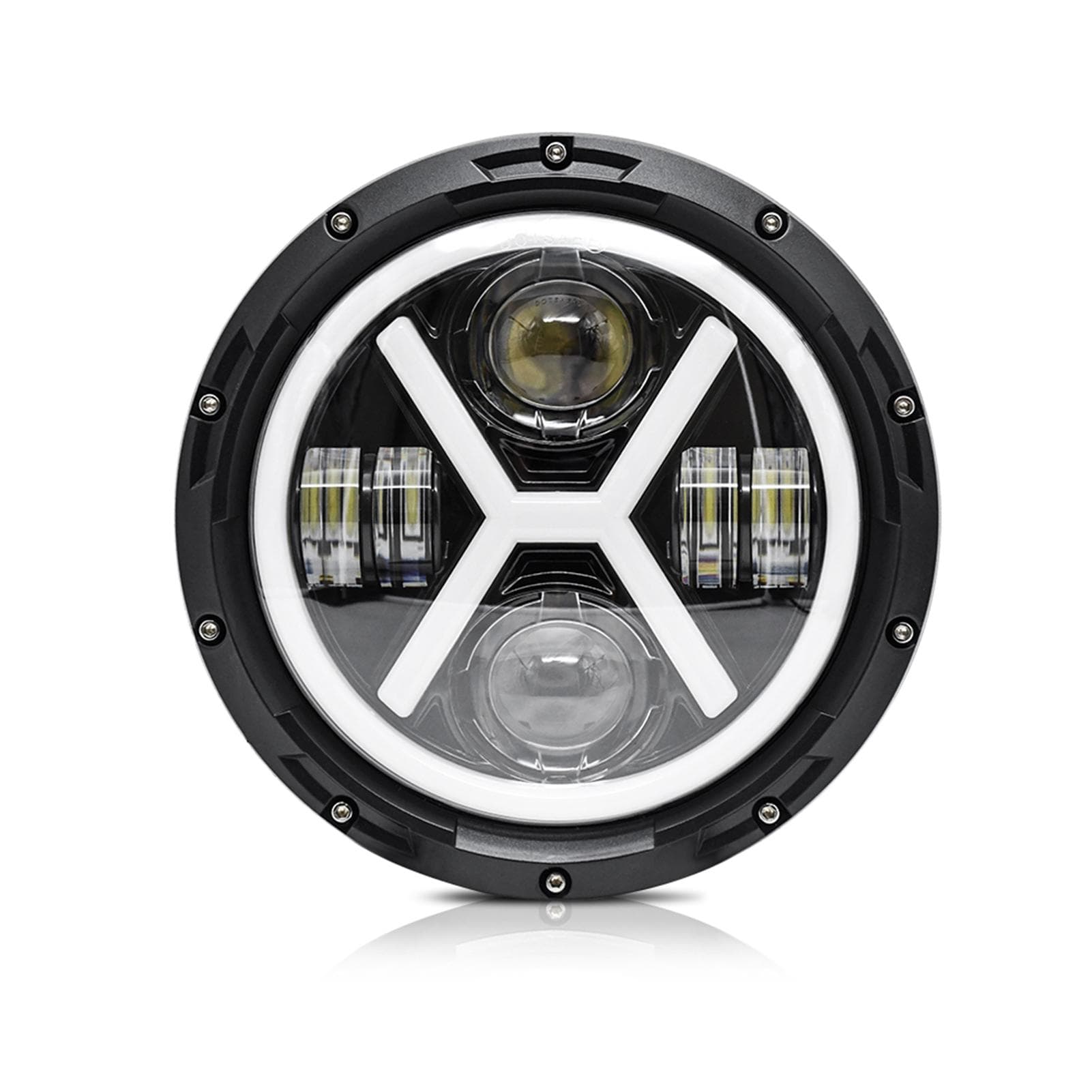 1Pcs 7 inch Car Motorcycle LED Headlight 500W 6000K 30000LM IP67 Waterproof DRL/Turn Signal/Low black