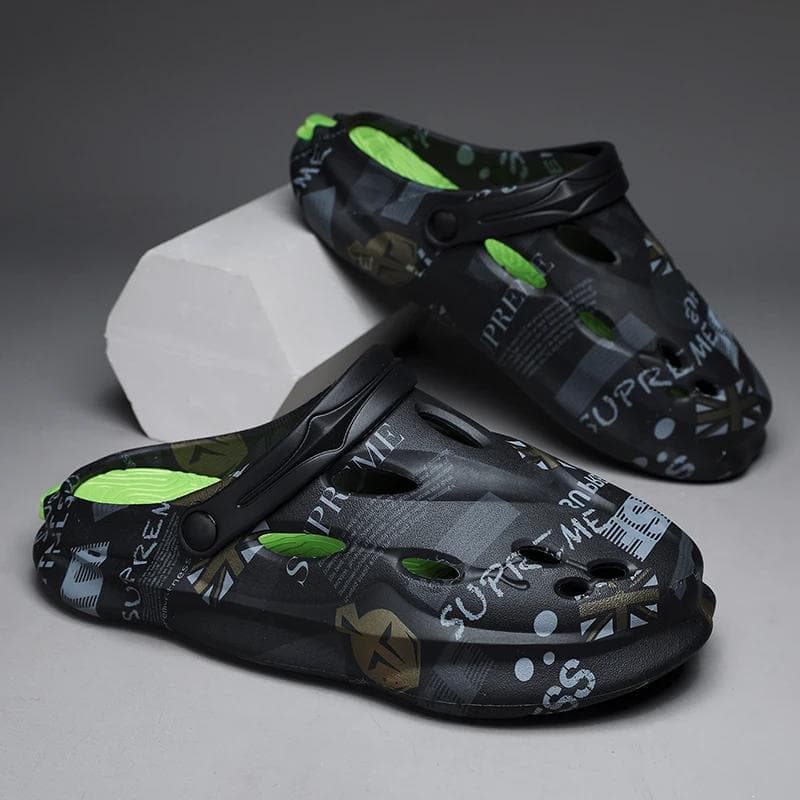 Brand Summer Slippers Original Cool Fashion Anti Slip EVA Men's Beach Beach Large Women's Slippers 2023 New Garden Shoes Flats46 39-40 black
