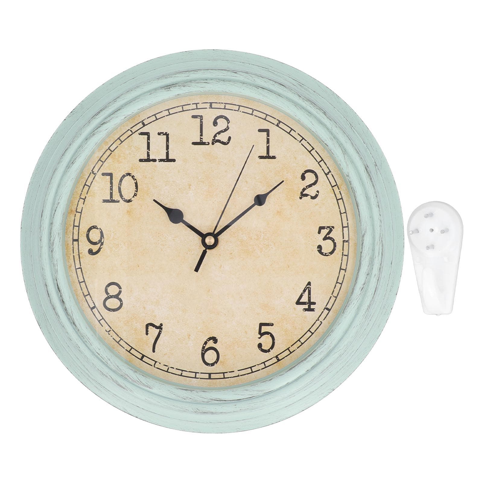 Vintage Wall Clock Silent Quartz Movement Round Decorative Retro Hanging Clock for Living Room green