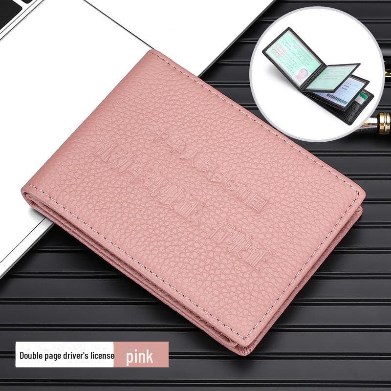 Ultra-Thin Genuine Leather Driver's License and ID Holder - Top Layer Cowhide Cover