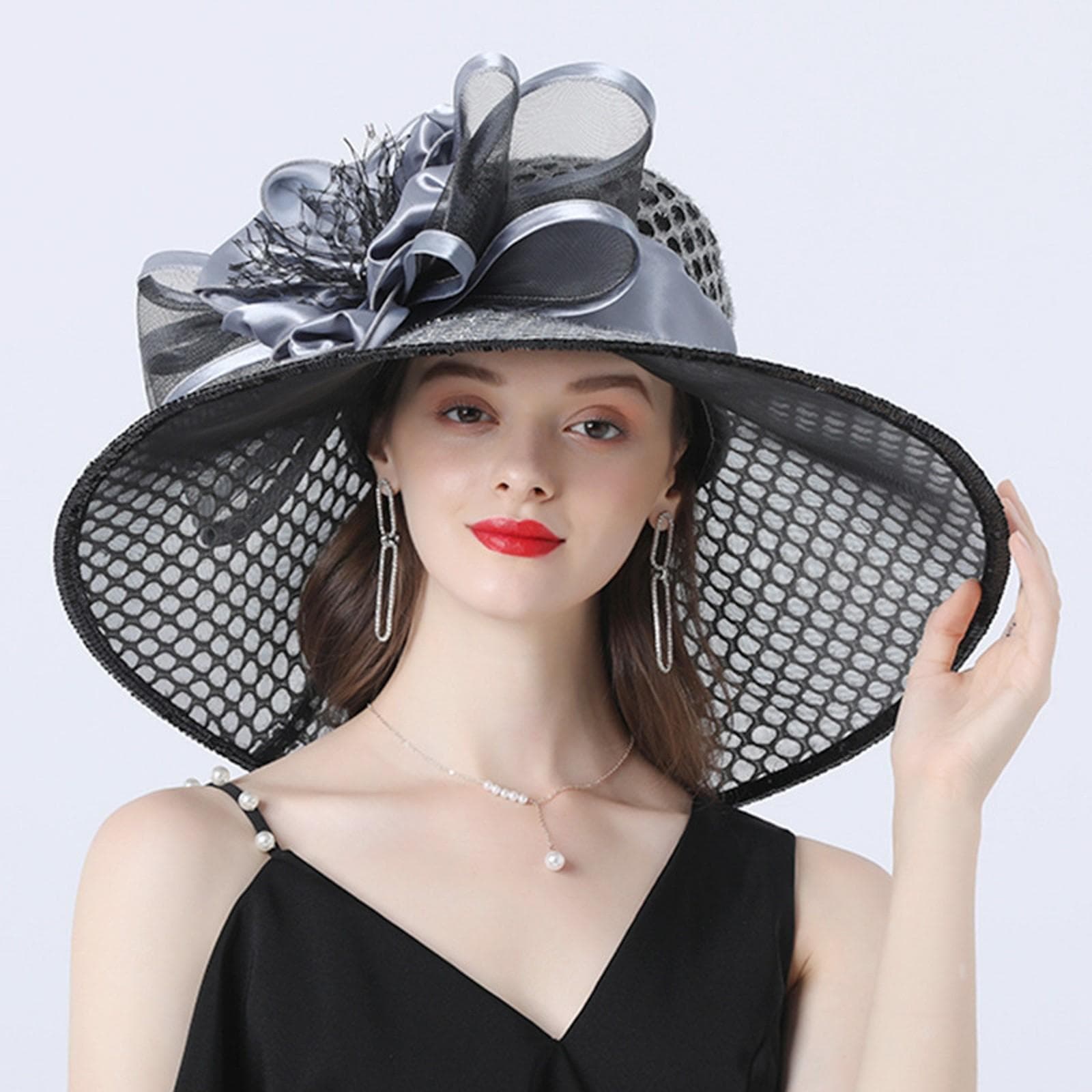 Wide Brim Phrase Women Church Hat Wide Brim Sun Hats For Wedding Tea Party Fascinator Hat Use Beach Cap Tea Party Dress Cap L
