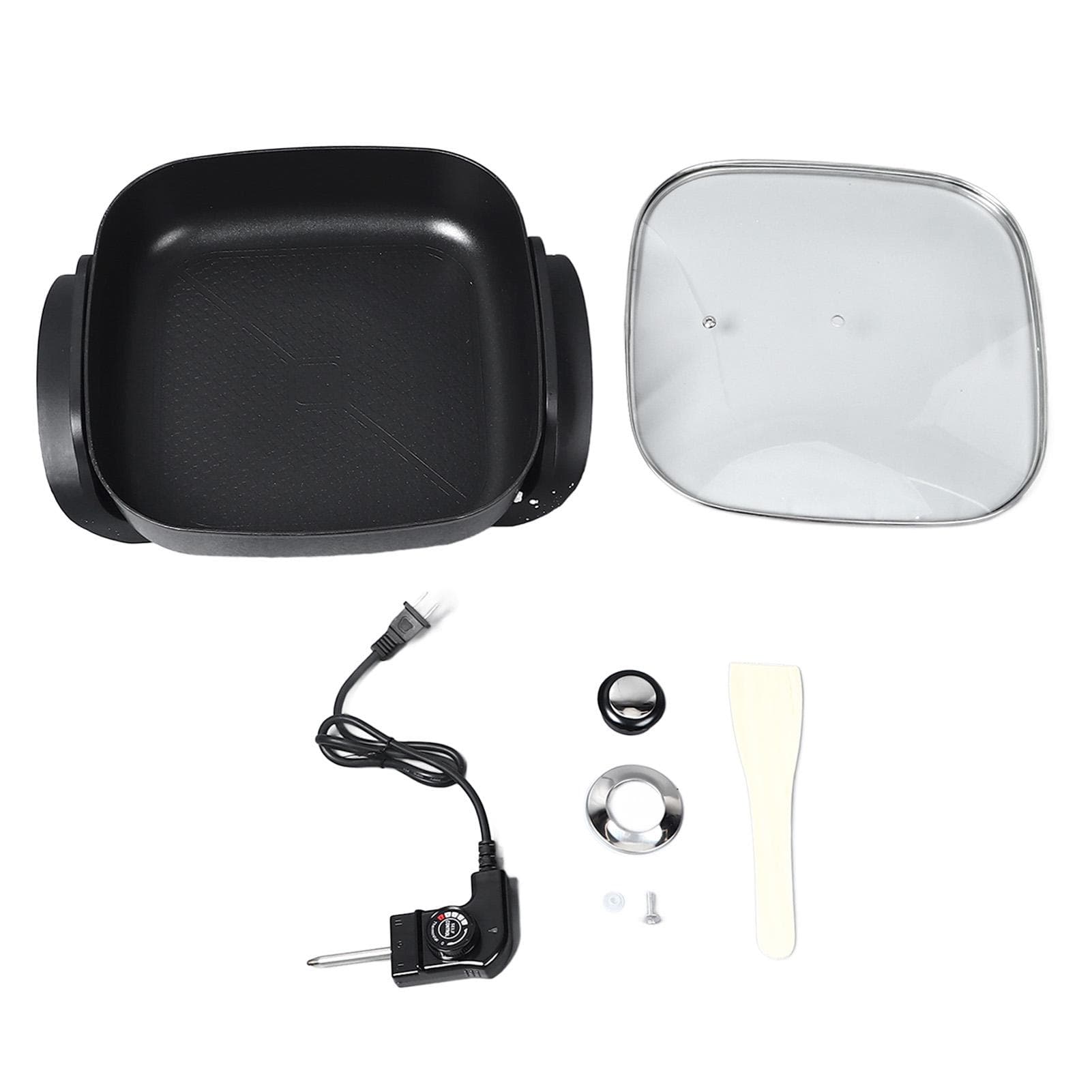 Electric Frying Pan Large Capacity Rapid Heat Up Prevents Stick Transparent Cover Electric Cooking L