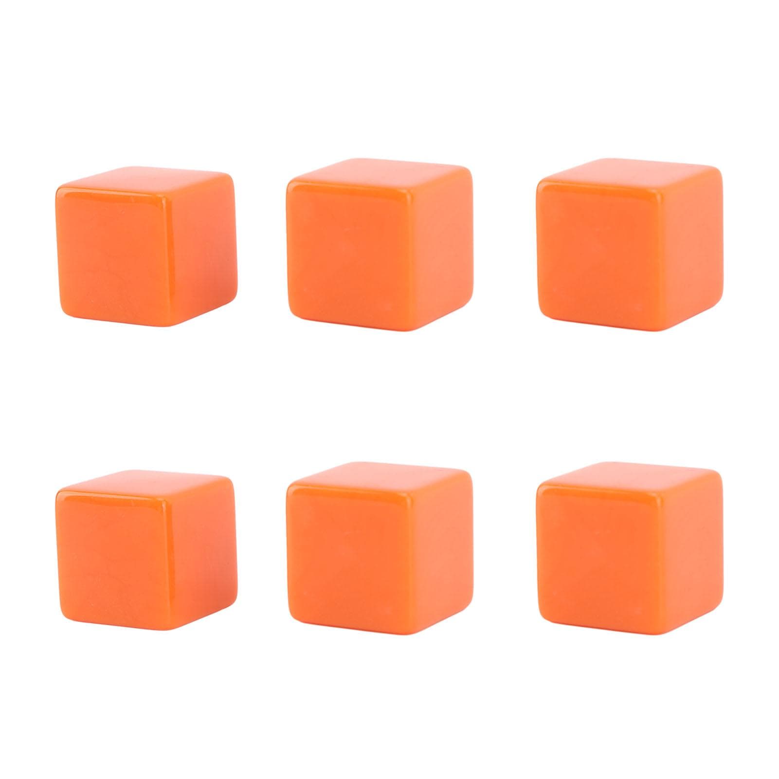 6PCS Blank Dice Cubes DIY Unfinished Dice Blocks Teaching Party Puzzle 6 Sided Dice Plastic Cubes orange