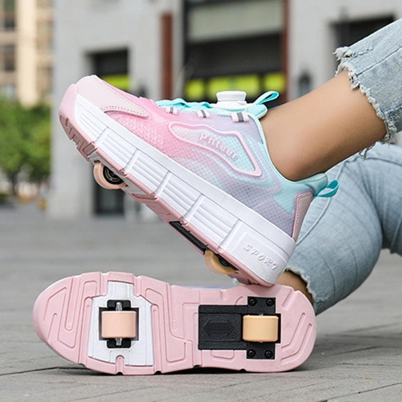 Children's Runaway Shoes Boys and Girls Burst Shoes Double Wheel Flying Shoes Shoes with Wheels Girls' Roller Skates New 40