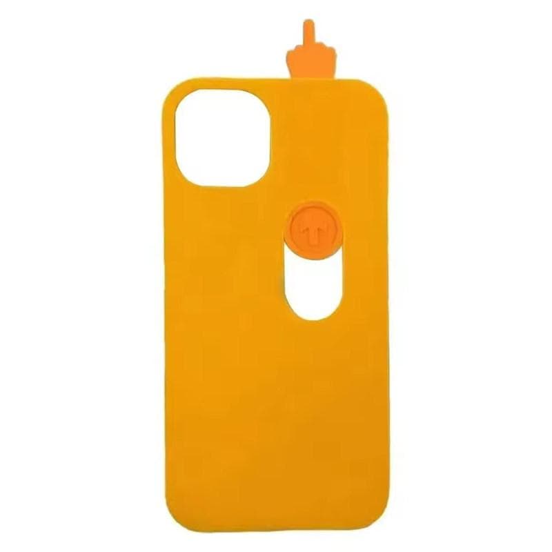 Middle Finger iPhone Series Anti-fall Silicone Case 3D Printed Sliding Phone Case Interesting Middle Finger Phone Case iPhone 12 Pro Max orange