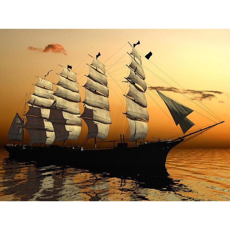 DIY Diamond Embroidery Water Boat Full Drill Diamond Painting Cross Stitch Pictures of Rhinestones 20X30CM