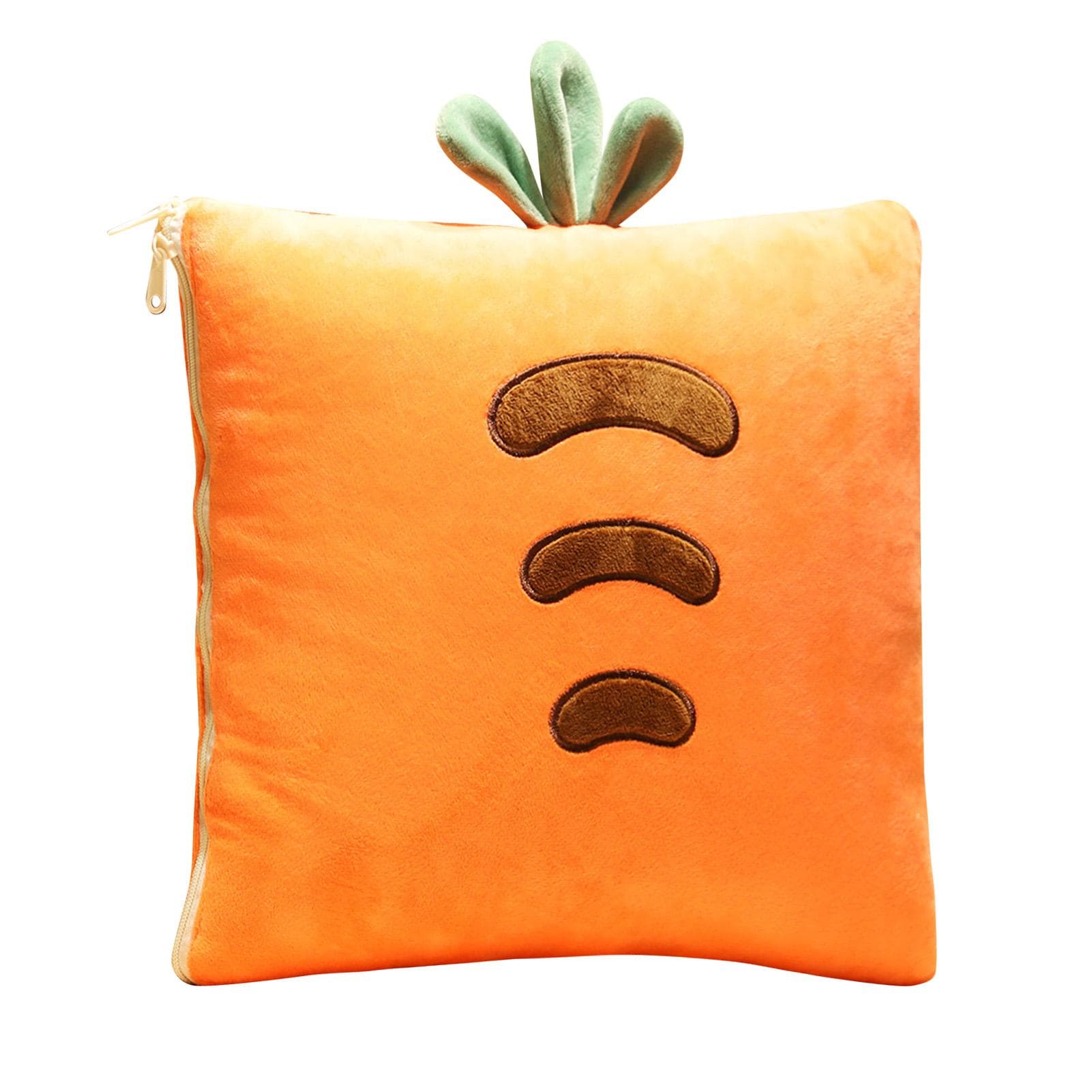 2-in-1 Blanket Pillow Foldable Blanket Extend Throw Pillows for Home Office Car Safa orange