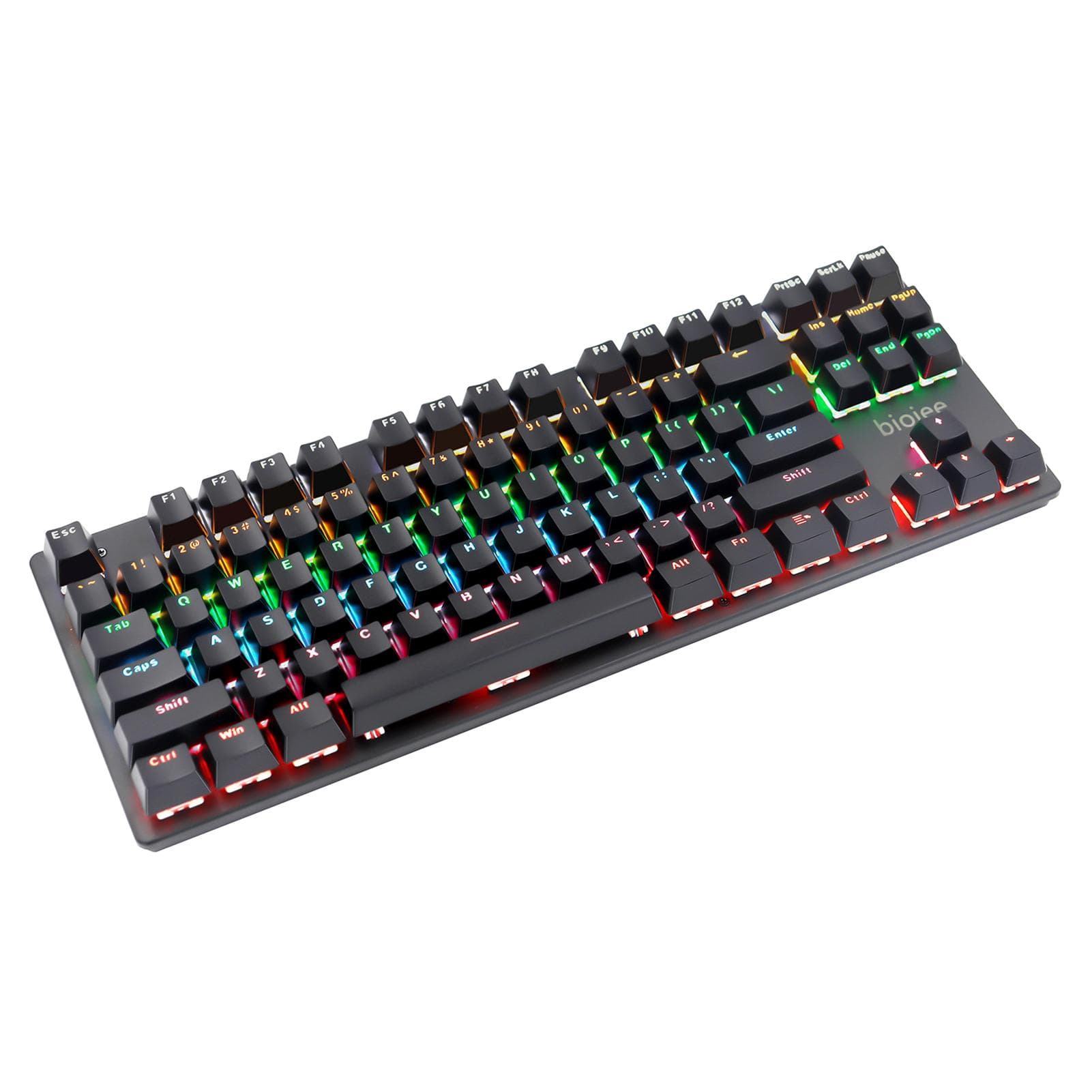 biojee Wired 87Key Mechanical Gaming Keyboard Rainbow Backlit Keyboard For Windows PC Laptop for black