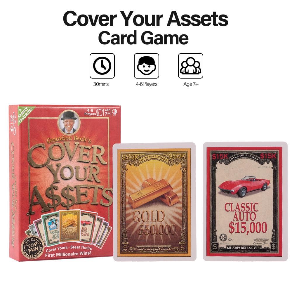 Cover Your Assets Card Game Party Play Cards A Card Game for Kids Children red