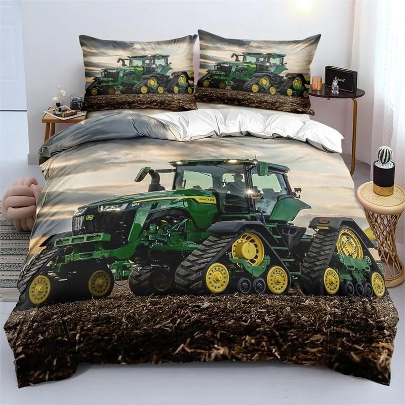 3D Printing Tractor Bedding Set Boys Tractors Duvet Cover Set with Pillowcase Home Textile Twin Full Queen King Children's Gift 150x200cm 3pcs