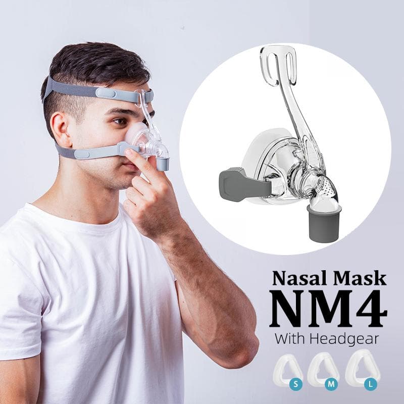 BMC NM4 Nasal Mask CPAP Mask Sleep Mask with Headgear S/M/L Three Size Suitable for CPAP Machine Connect Hose and Nose 3 size in 1