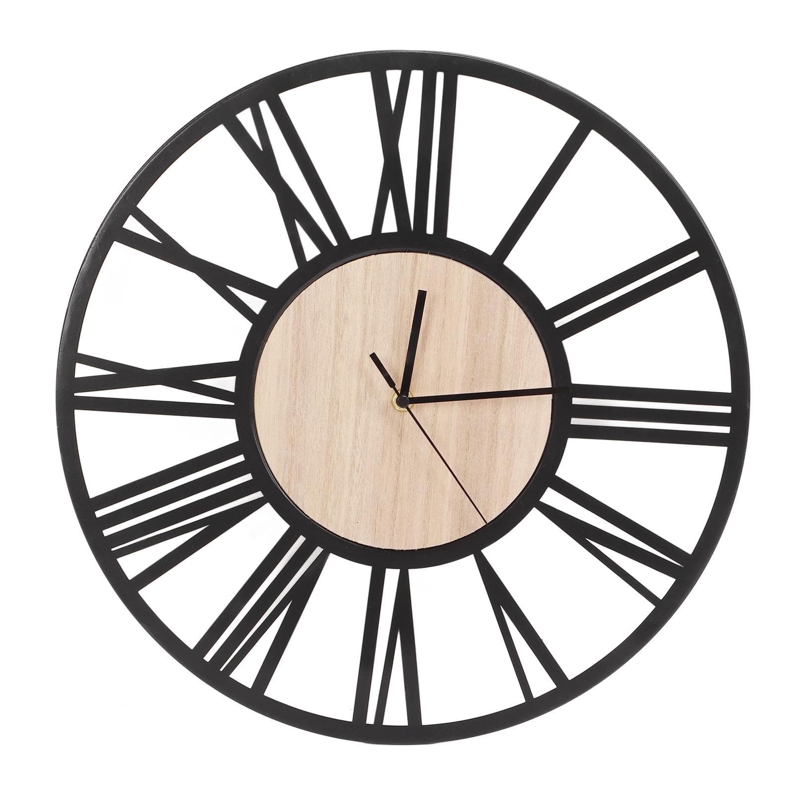 Wall Clock Unique Wood Grain Design Circular 40cm Iron Wall Clock Hanging Clock for Office
