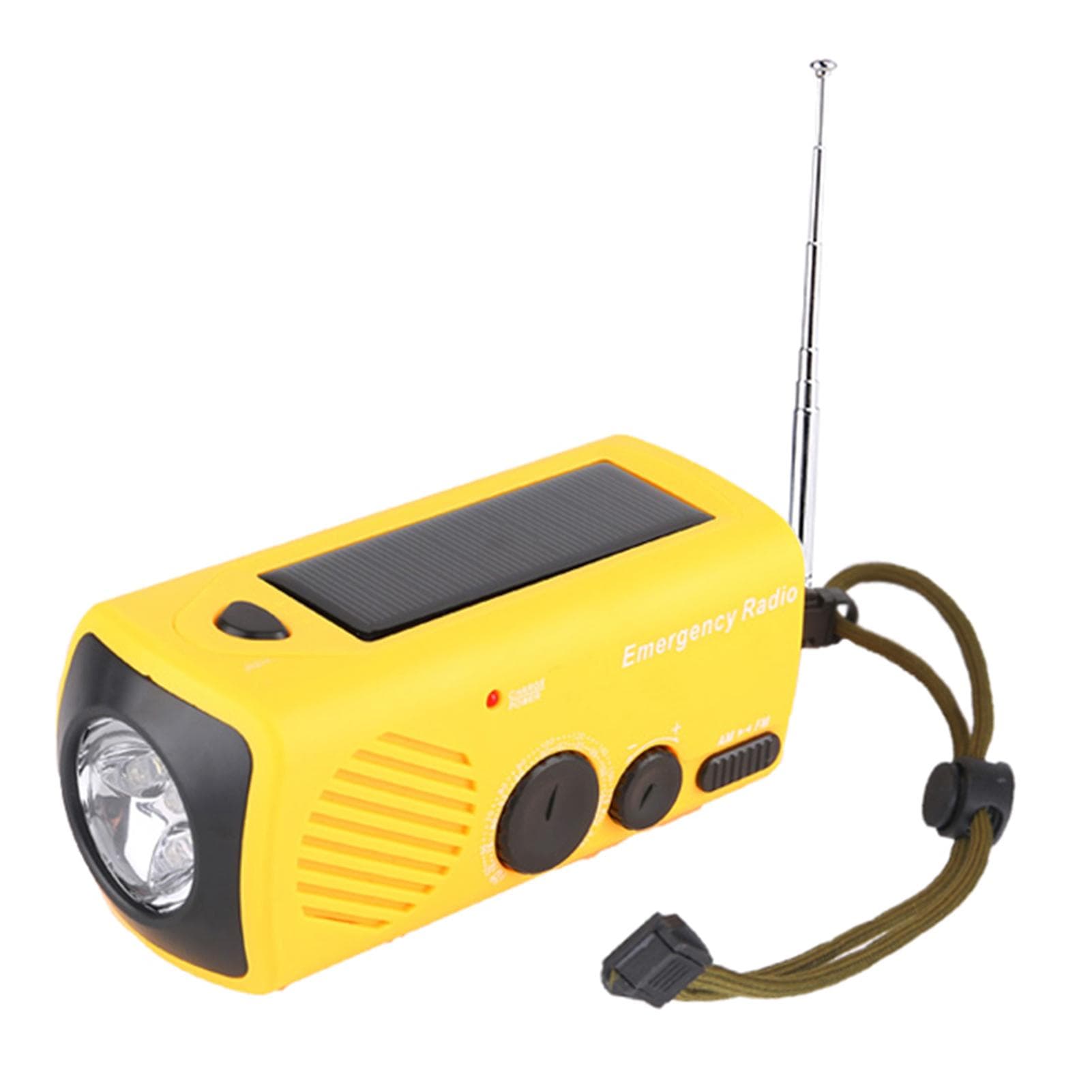 Outdoor Emergency Radio Portable Solar Charging Hand Crank USB Rechargeable Radio with Flashlight yellow