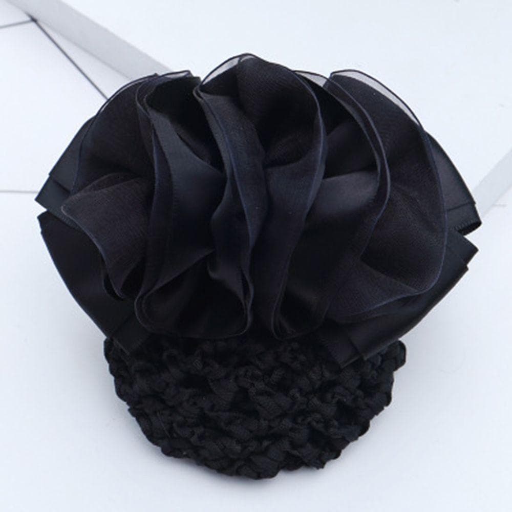 Clip Hair Clip Headwear Hotel Floral Spring Clip Hairgrips Cover Net Korean Bun Snood Ponytail Clip black