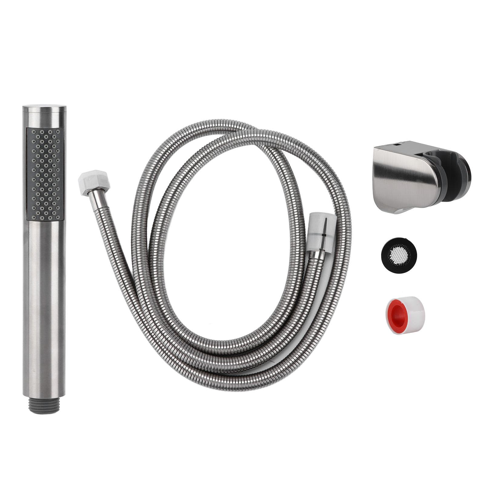 3Pcs/Set Stainless Steel Hand Shower Brushed Round Single Shower Head with Hose Fixed Holder