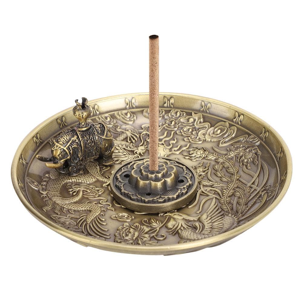 Incense Holder Dragon Phoenix Plate Stick Burner Lotus Elephant Stand Home Worship