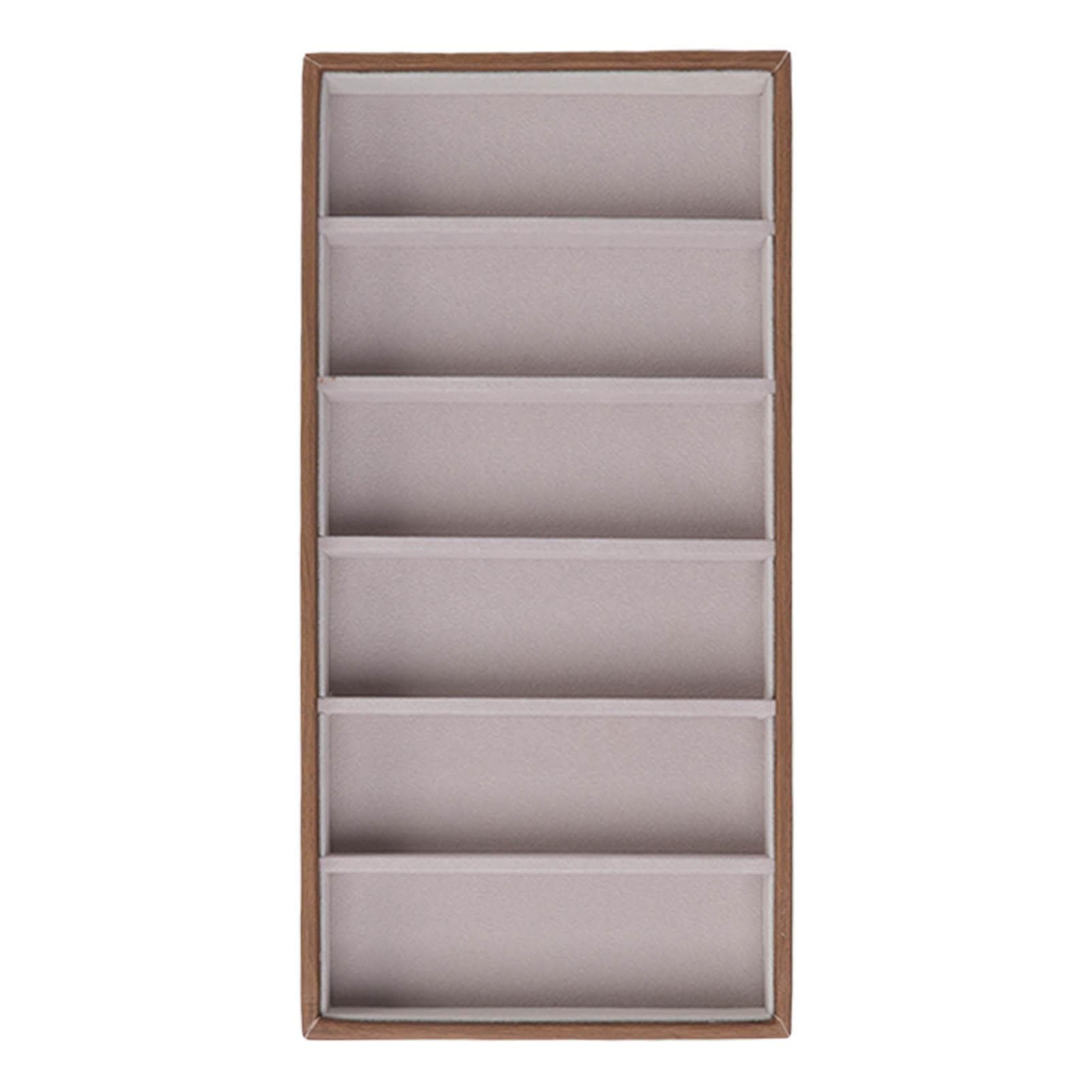 Eyeglass Display Organizer Wood Grain 6 Compartments Glasses Display Tray Sunglasses Storage Cases