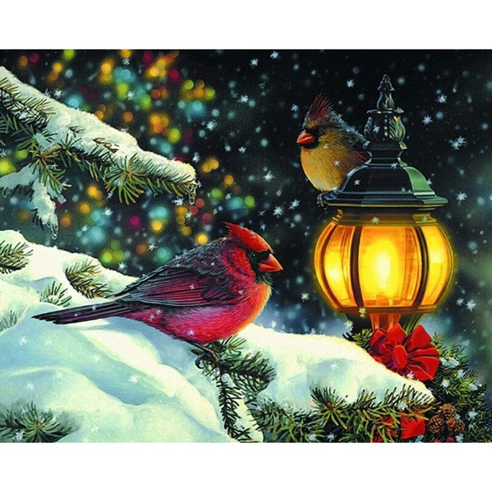 Cross Stitch Kit DIY Diamond Embroidery Bird Lantern Full Round Diamond Painting Mosaic Home Decor 20X30CM