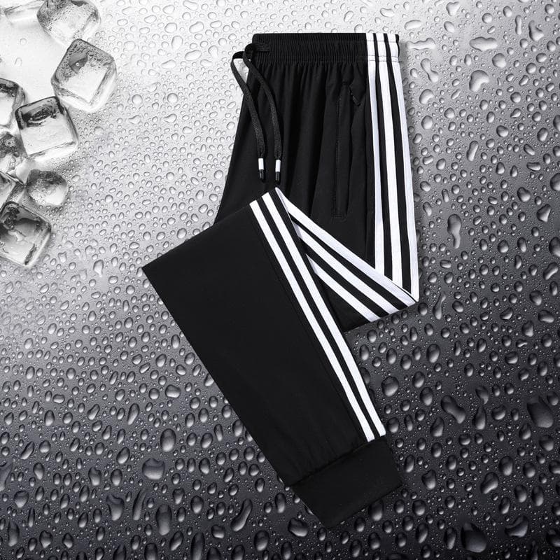 Men's Casual Ice Silk Pants - Lightweight, Loose-Fit, Breathable Three-Stripe Design, Perfect for Summer Outdoor Sports. XL (55-62.5 kg)