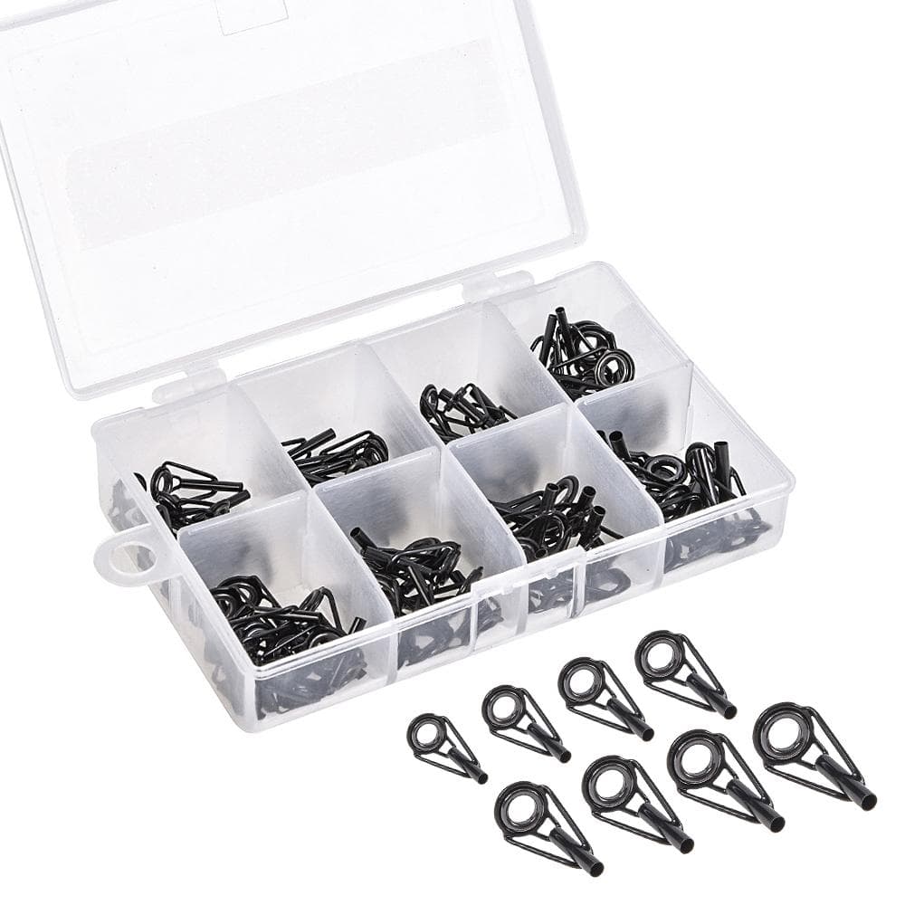 80Pcs/Box 8 Sizes Telescopic Fishing Rod Guide Tip Repair Kit Rod DIY Eye Rings Fishing Rod Guide Fishing Tackle 80pcs