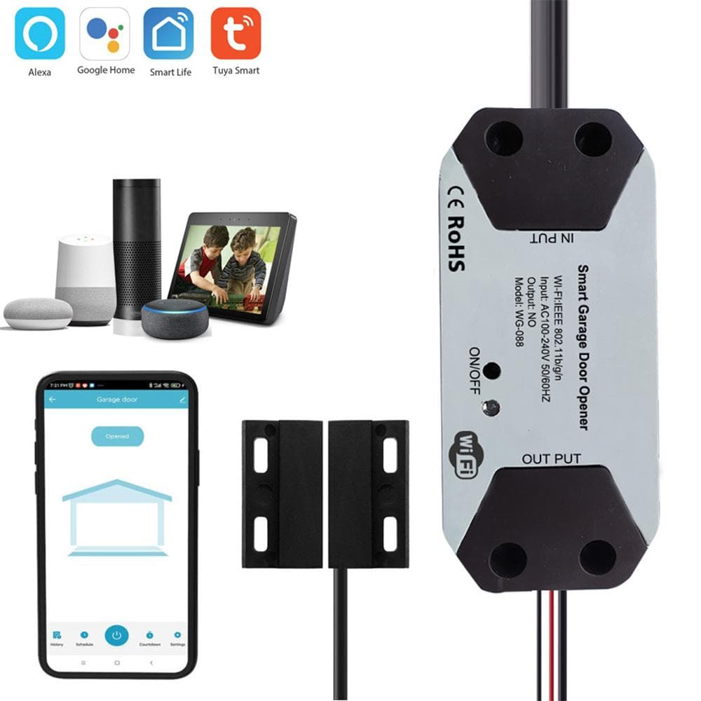 Aoresac Smart WiFi Garage Door Opener Tuya Smart Life APP Remote Time Voice Control 2.4GHz Networks US