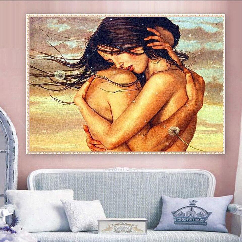 5D Crystal Diamond Painting Diy Diamond Painting Embroidery Two Naked Lovers Home Decor 20X30CM