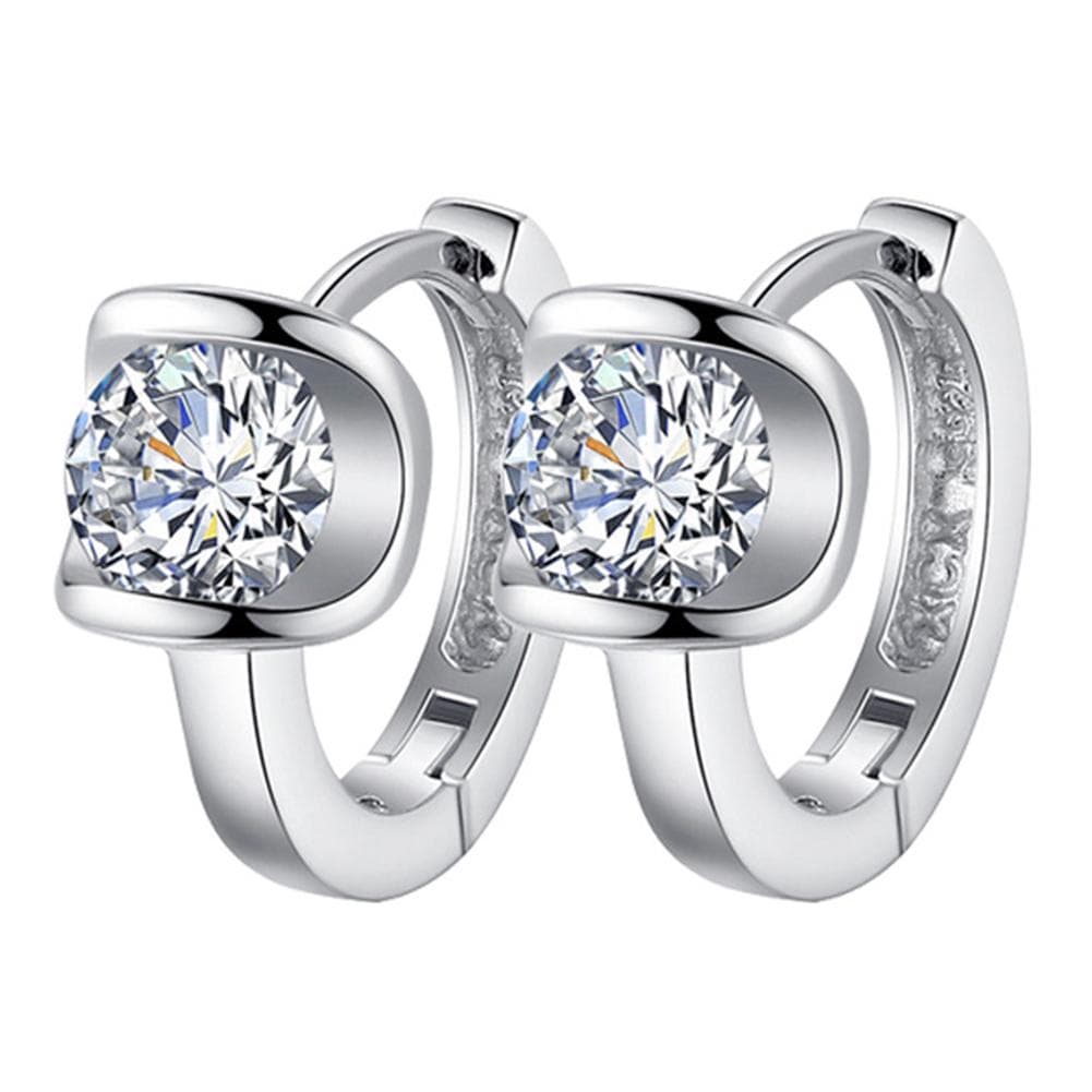 Fashion Women Cubic Zirconia Inlaid Huggie Earrings Piercing Party Jewelry Gift