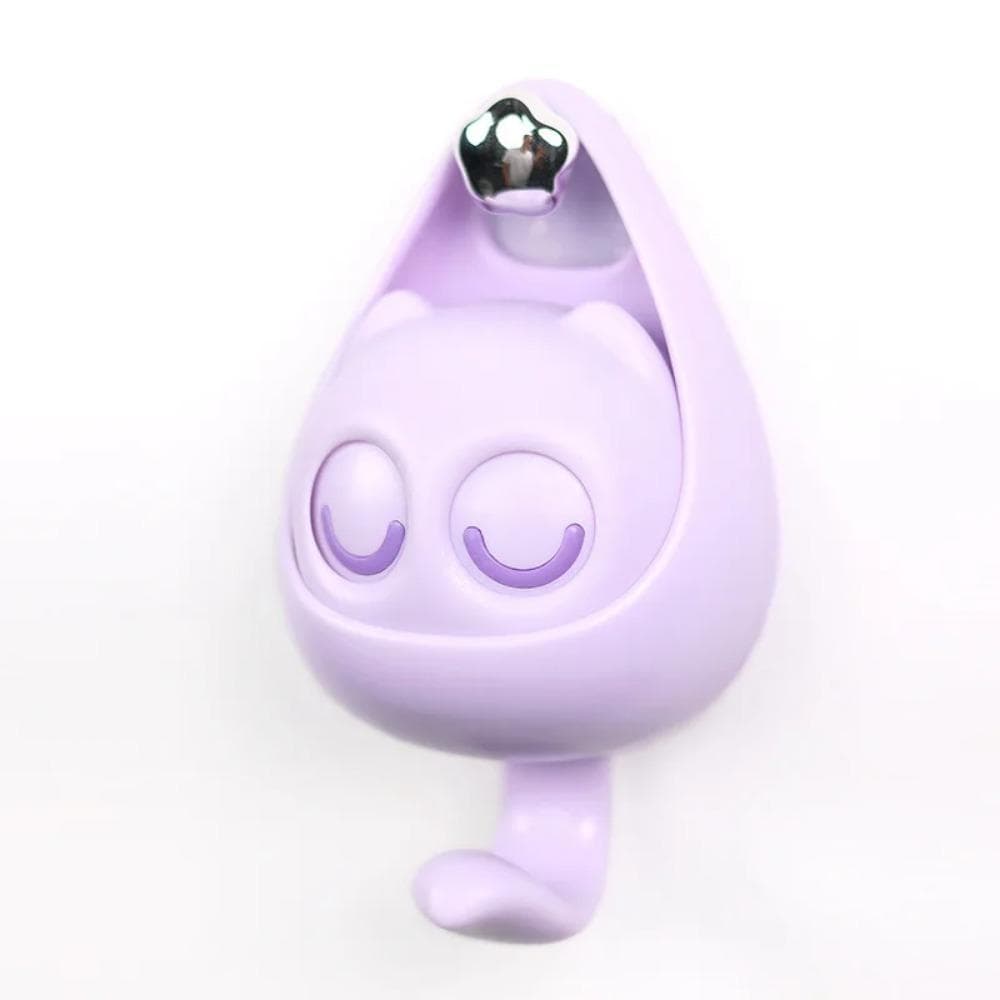 Creative Cute Cartoon Big Eyes Cat Self-adhesive Hooks for Clothes Hat Scarf Key Holders Rack Home Decoration Wall Shelf Hanger purple